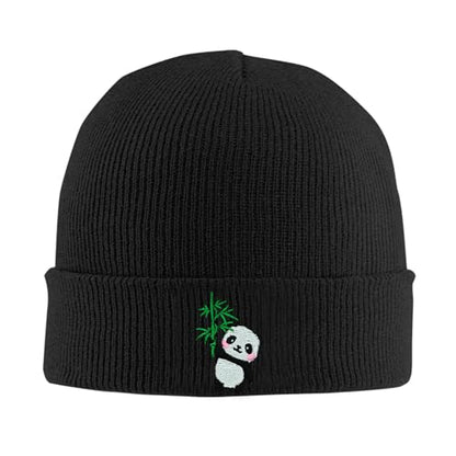 Cat Dad Beanie Hat Winter Cuffed Knit Hat Skull Watch Cap Embroidery Fisherman Beanies for Women Men Unisex - color: Panda