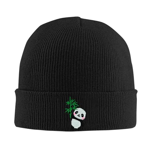 Cat Dad Beanie Hat Winter Cuffed Knit Hat Skull Watch Cap Embroidery Fisherman Beanies for Women Men Unisex - color: Panda