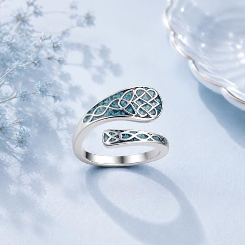 Turquoise Spoon Rings Sterling Silver Spoon Jewelry Gift For Women - color: Celtic Knot