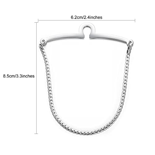 2Pcs Tie Chain for Men Classic with Double Single Gold Silver Elegant Chain Tie Cilp - color: silver single chain (two)