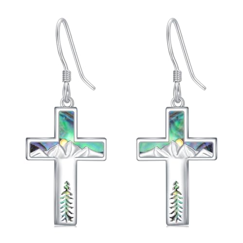 Mountain Mustard Seed Earrings for Women 925 Sterling Silver Lotus/Cross Dangle Drop Earring Christian Jewelry Outdoor Birthday Graduation Gifts - style: Mountain
