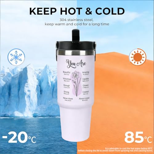 30 oz Tumbler with Straw, Stainless Steel Vacuum Insulated Travel Mug, Water Bottle, Christian Coffee Mugs and Gifts for Women - color: christian coffee mugs