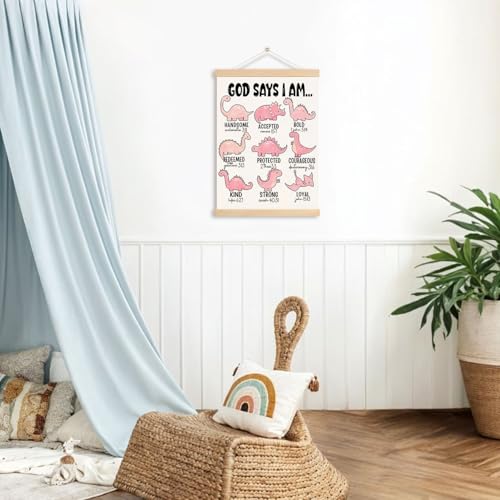 DNEULYR Pink Dinosaur Christian Wall Art Poster 12x16 Inches - color: God 3