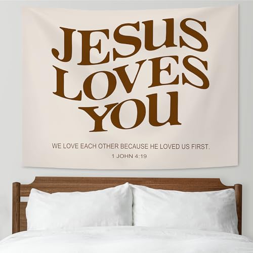 KAIOUS Jesus Loves You Christian Wall Hanging Tapestry, 50x58 - color: Jesus Loves You, size: 58"L x 50"W