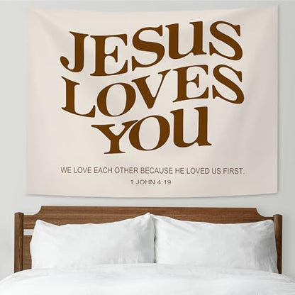 KAIOUS Jesus Loves You Christian Wall Hanging Tapestry, 50x58 - color: Jesus Loves You, size: 58"L x 50"W
