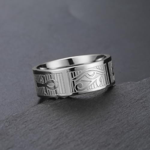 VASSAGO Stainless Steel Ancient Egyptian Ring for Men Women - color: silver, size: 9