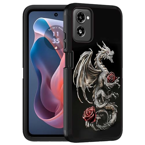 Designed for Moto G Power 5G 2024 Case, Military Grade Heavy Duty 3-Layer Shockproof Full-Body Protective Cover for Motorola Moto G Power 5G 2024, Dragon Rose - color: Dragon Rose