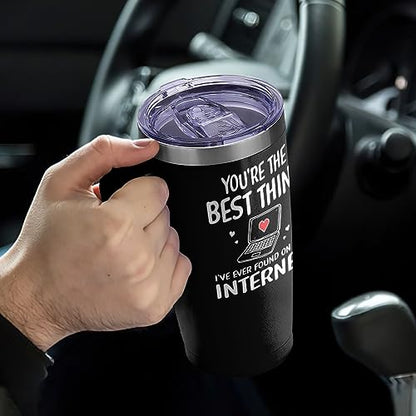 SANDJEST You are The Best Thing 20oz Tumbler with Handle Coffee Travel Mug Cup Gift for Boyfriend Husband Wife Girlfriend on Valentines Birthday Anniversary - color: Couple