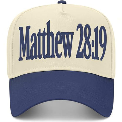 Matthew 28:19 Hat - color: Navy/Natural