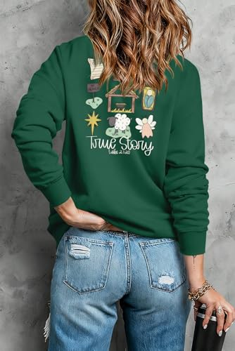 FAYALEQ Christmas Sweatshirt for Women Merry Christmas Shirt Xmas Tops - color: Green-true, size: Medium