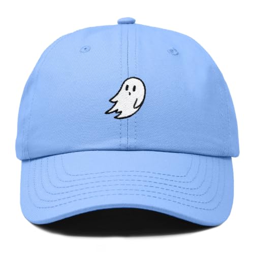 DALIX Ghost Embroidered Mens Womens Cotton Dad Hat Baseball Cap Adjustable - color: Light Blue