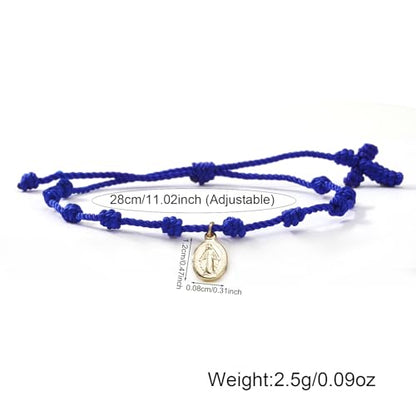 10 Knots Lucky Protection Rope Cross Bracelet For Women Men, Handmade Good Jesus Pendant Charm Amulet Adjustable Christian Pulsera Decenario String Jewelry, Daily Friendship Gift - color: Jesus Black