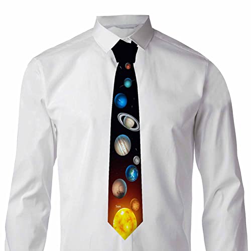 Love Red Heart Men's Tie Romantic Valentines Day Men's Necktie Ties for Mens Daily Wedding Party Business - color: Solar System