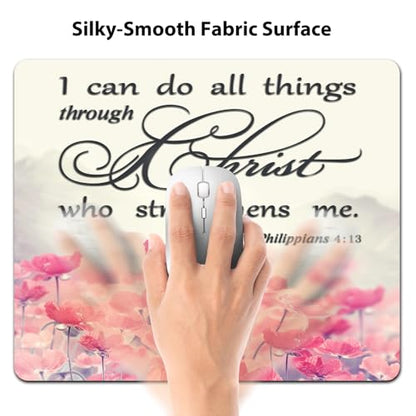 I Can Do All Things Christian Mouse Pad, Pink Lotus Inspirational Desk Mat - color: Cute Colorful Art Rec25