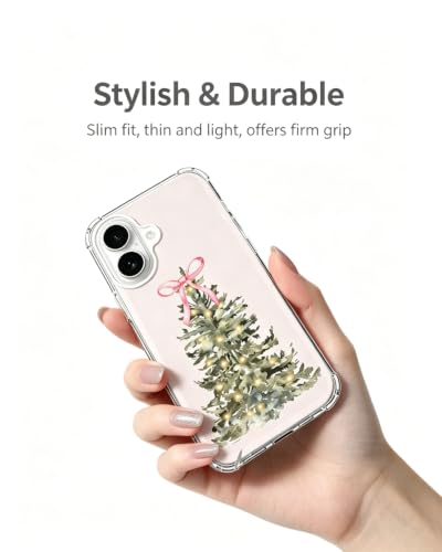 Coquette Christmas Tree Pink Bow Phone Case Compatible with iPhone 17, Winter Festive Phone Cover for iPhone 17 - color: Christmas Tree