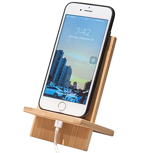 Bamboo Phone Stand Holder Adjustable Folding Phone Stand with Chargeable Hole for Desk - style: Phone Stand A