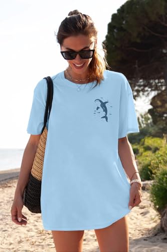 ASTANFY Oversized Tshirts for Women: Deserve Day Shirt Funny Skeleton Shirts Casual Oversized Graphic Tees Tops - color: Blue2, size: Small