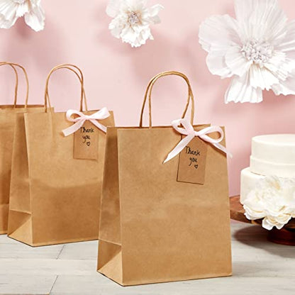 Juvale Brown Gift Bags with Handles - 12-Pack Large, Brown, 8 x 4.75 x 10 In, 120 GSM Paper - Paper Gift Bags Bulk for Party Favors & DIY Decorating & Branding - style: Large