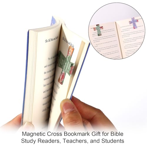 12pcs Magnetic Cross Bookmarks, Floral Design Magnet Christian Book Page Marks Clips with Bible Verse for Women Readers Teachers Students, Catholic Religious School Church Gifts