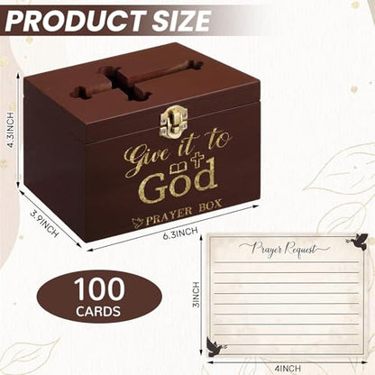 Croblissful Prayer Request Box with 100 Pcs Prayer Cards, Wooden, Walnut - style: Walnut