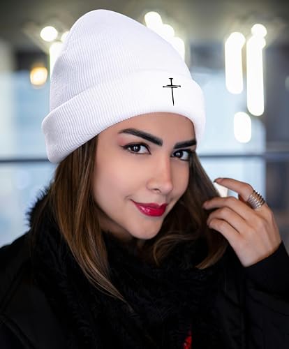 Jesus 3 Nail Cross Hat Christian Cross Beanies Women Hat Embroidery Nail Cross Winter Warm Knit - color: 3 Nail Cross