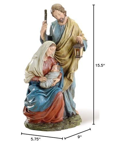 Joseph's Studio by Roman - Holy Family Figure on Base, Life of Christ, Renaissance Collection, 15.5" H, Resin and Stone, Religious Gift, Decoration