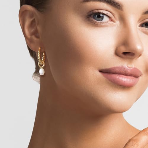 18K Gold Plated Hoop Earrings for Women, NICKEL-FREE & HYPOALLERGENIC, Timeless Jewelry Gift - color: Gold-Pear