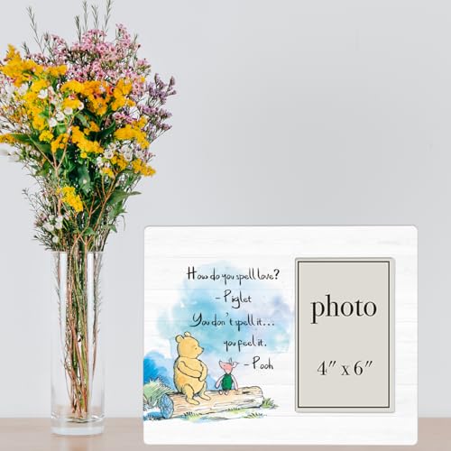 Pooh Bear Quote Picture Frame, Nursery Gifts for Kids Grandkids - color: Love