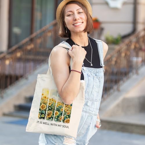 Inspirational Christian Gifts Canvas Tote Bag for Women Girls Christmas Friendship Birthday Grocery Bags - color: Wellsoul03