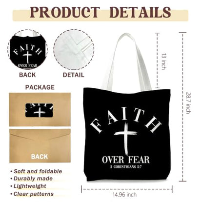 Bible Tote Bags Cute Christian Preppy Canvas Tote Bag Christian Gifts for Women Reusable Shopping Bags(Parent) - color: Faith-2