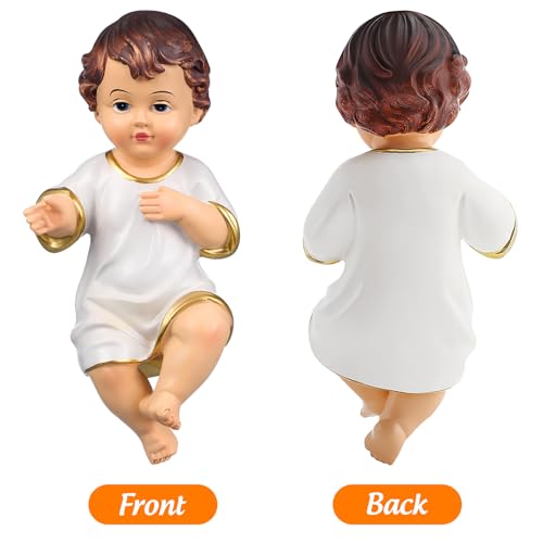 DOITOOL Baby Jesus Statue, 2.3 Inch Mini Resin Baby Jesus Figurine in Manger Nativity Collectible, Holy Infant Doll for Spiritual Collection Easter Display Christian Home Decor