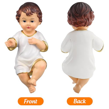 DOITOOL Baby Jesus Statue, 2.3 Inch Mini Resin Baby Jesus Figurine in Manger Nativity Collectible, Holy Infant Doll for Spiritual Collection Easter Display Christian Home Decor