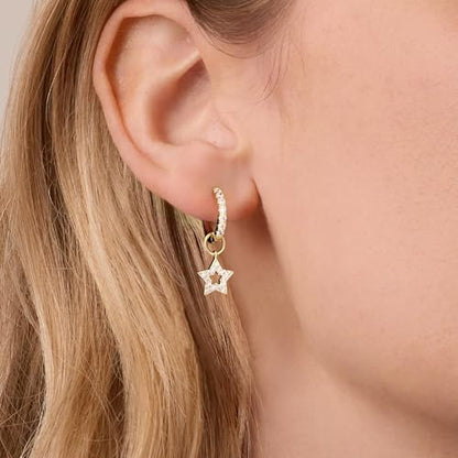 DAILY VIBES Cute Butterfly Star Cross Heart CZ Dangle Earrings for Women - color: Gold Star CZ