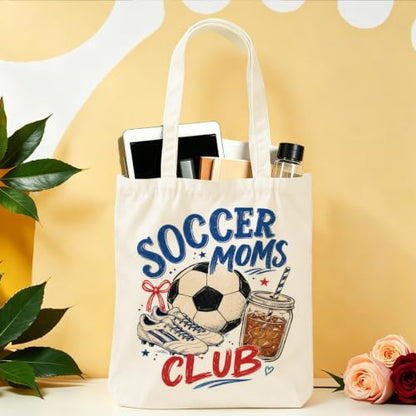 Baseball Soccer Softball Mama Canvas Tote Bag, Christian Tiger Duck Shoulder Bag - color: Soccer Moms 533