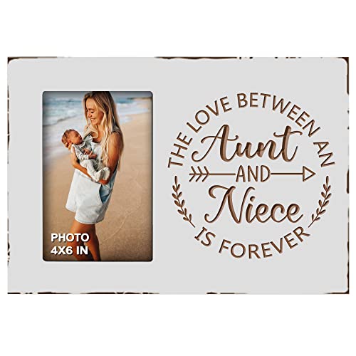 EXQUIDECA Best Auntie Gifts from Niece - Engraved Carving Aunt Picture Frames 4x6 Inches - the Love Between an Aunt and Niece is Forever - color: aunt niece