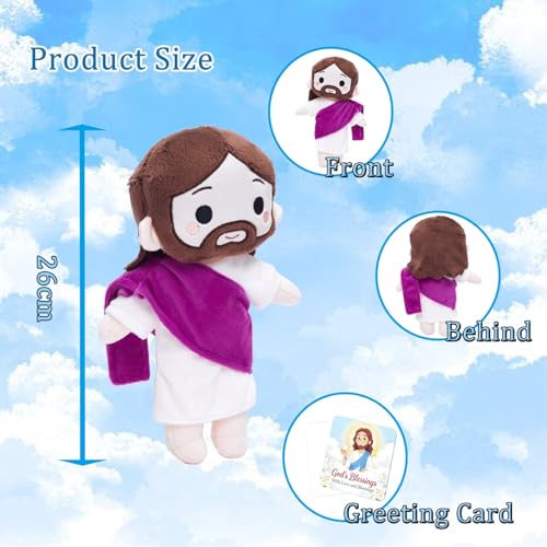 Jesus Plush Doll Jesus Stuffed Bible Doll Christian Plushie Gifts for Easter Christmas Church Religious Gifts for Kids Adults(Purple) - color: Purple