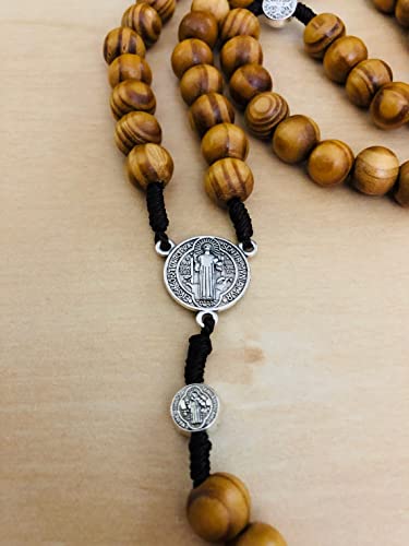 Handmade Olive Wood Catholic Rosary, Prayer Beads From Bethlehem Olive Wood Christian Prayer Beads Saint Benedict Rosary Christian Gift