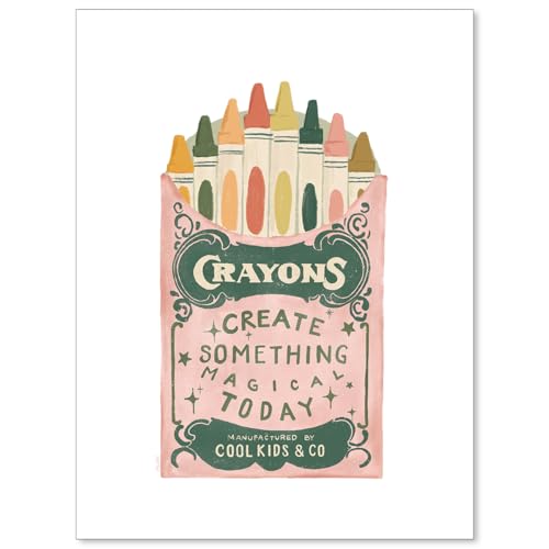 Pink Cute Colorful Crayon Posters Kids Inspirational Quotes Canvas Wall Art Fun Playful Watercolor Prints for Nursery Playroom Wall Decor 12x16 inch Unframed - color: Multi-unframed, size: 16"L x 12"W