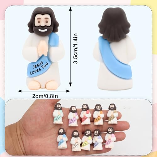Yelakey 300pcs Jesus Loves You Figures, Praying Jesus Figures for Easter - size: 300pcs Macaron Little Jesus