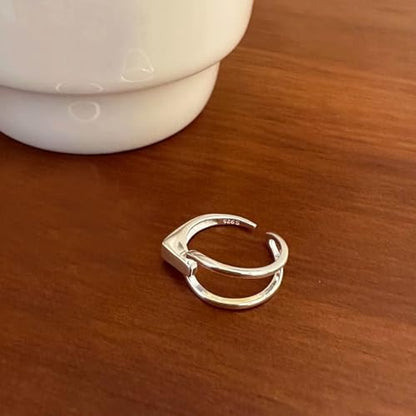 Handmade Rings 925 Sterling Silver Band Ring Adjustable Open Knuckle Rings Thumb Ring Statement Rings for Women Minimalist Jewelry - color: Pattern 4