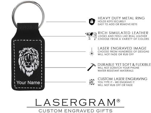 LaserGram Rectangle Keychain, Christian Cross, Personalized Engraving Included - color: Black With Silver