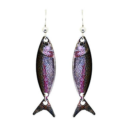 Rainbow Trout Earrings by d'ears Non-Tarnish Sterling Silver French Hook Ear Wire