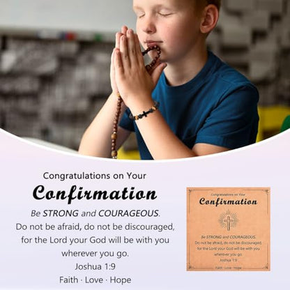 Leyung Cross Bracelet Gifts for Boys, Easter Basket Stuffers Baptism Gifts - color: Confirmation