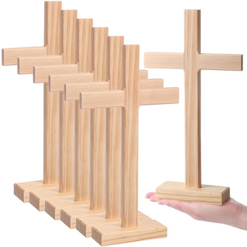 Suzile Unfinished Wooden Cross Centerpieces 12 Inch Standing Base