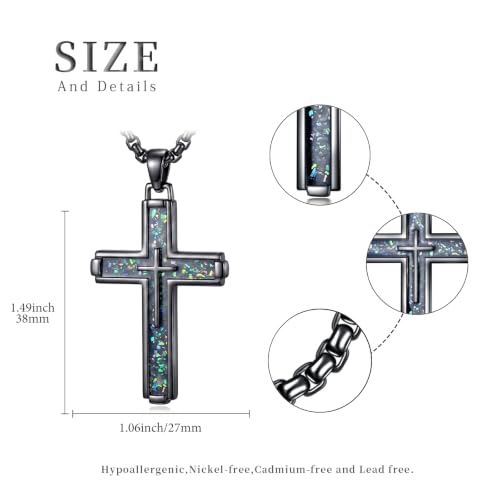 14K Gold Plated Cross Pendant Necklace Christian Jewelry Religious Gift - color: A05-Cross Black Abalone