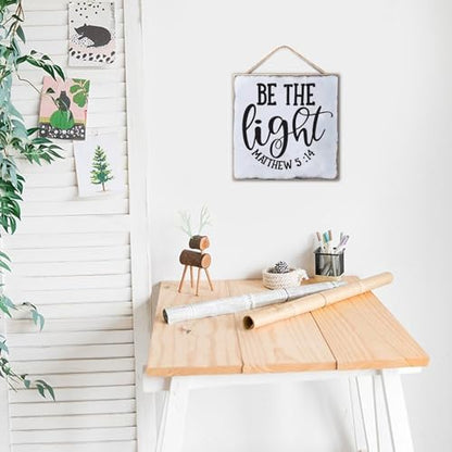 Be The Light Matthew 5:14 Wall Art Sign Novelty Bible Verse Hanging Wood Sign Customized Wooden Sign Plaque Artwork for Family/Friend/Women/Mother Gift 12x12in - color: Wooden Color-style-7