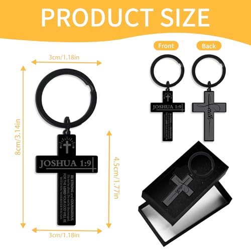 Bozidol Inspirational Bible Verse Cross Keychains, Religious Christian Birthday Baptism Graduation Gifts for Men Boys Teens - color: Faith