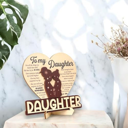 KATINAT To My Daughter from Mom, Wooden Heart Keepsake, Inspirational Mother’s Love Plaque, Sentimental Home Decor, Birthday Christmas Graduation Wedding Present - color: KATINAT To My Daughter Plaque