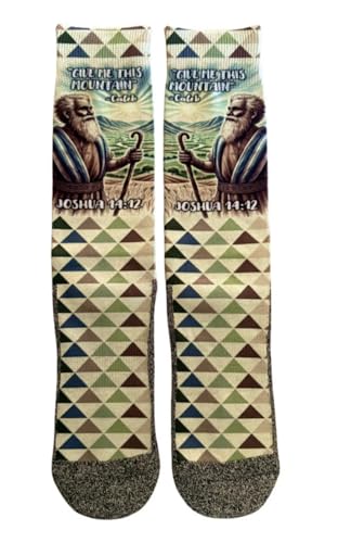 Bible Verse Socks for Men, Christian Scripture Crew Socks, Faith Gift - color: Caleb