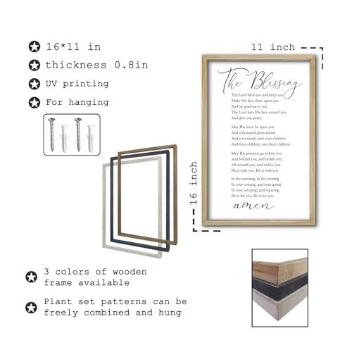 RLWangChao The Blessing Bible Verse Wall Art, 16"×11", Wood - color: The Blessing (Wood), size: 16"L x 11"W
